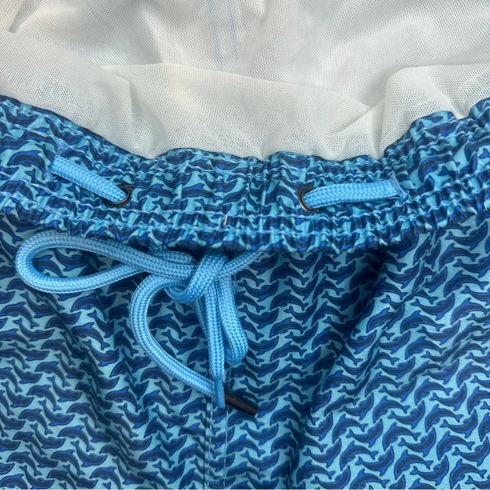 Mr. Swim Mens Blue Dolphin Pattern Swim Trunks XL Beach Board Shorts